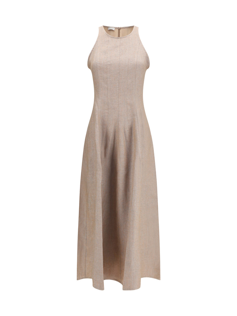 Brunello Cucinelli Brunello Cucinelli Sparkling Linen Twill Dress Pink - World Class Fashion