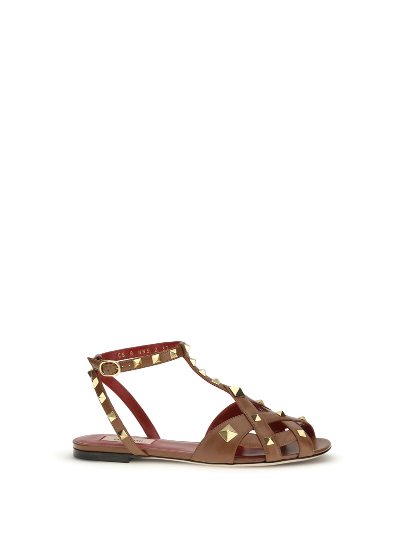 Valentino Garavani Valentino Garavani Studdy Sandals Tobacco - World Class Fashion