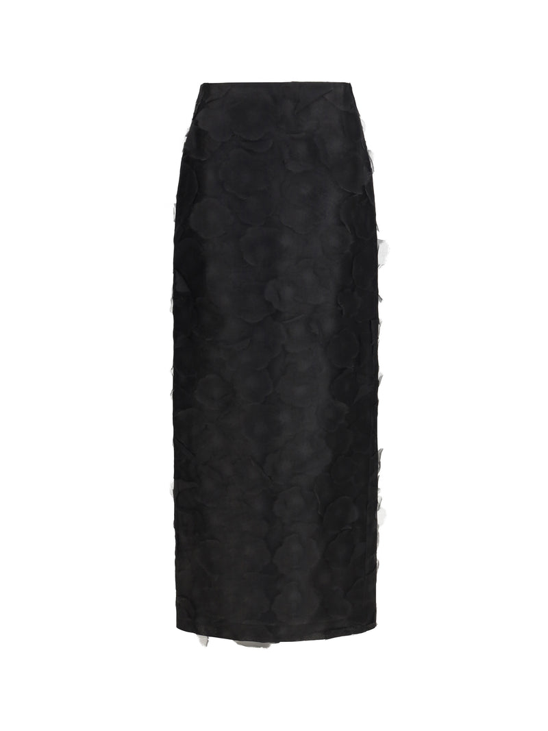 Max Mara Max Mara Adepto Long Silk Skirt Nero - World Class Fashion