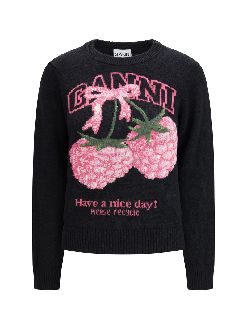 Ganni Ganni Raspberry Detail Sweater Phantom - World Class Fashion