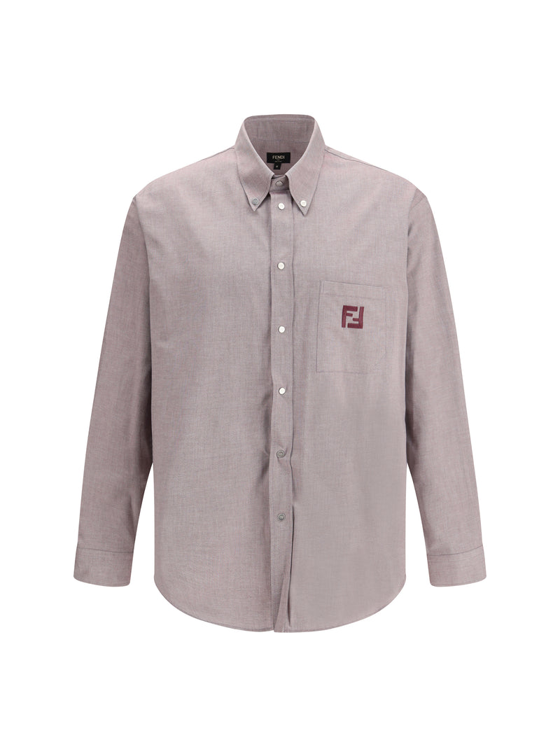 Fendi Fendi Oxford Cotton Shirt Burgundy - World Class Fashion
