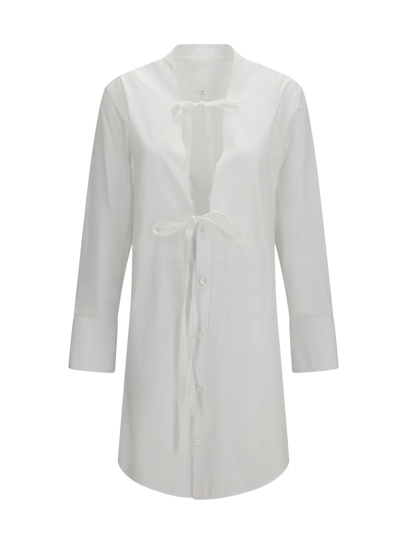 Margiela Margiela Raw-edge Cotton Mini Dress White - World Class Fashion