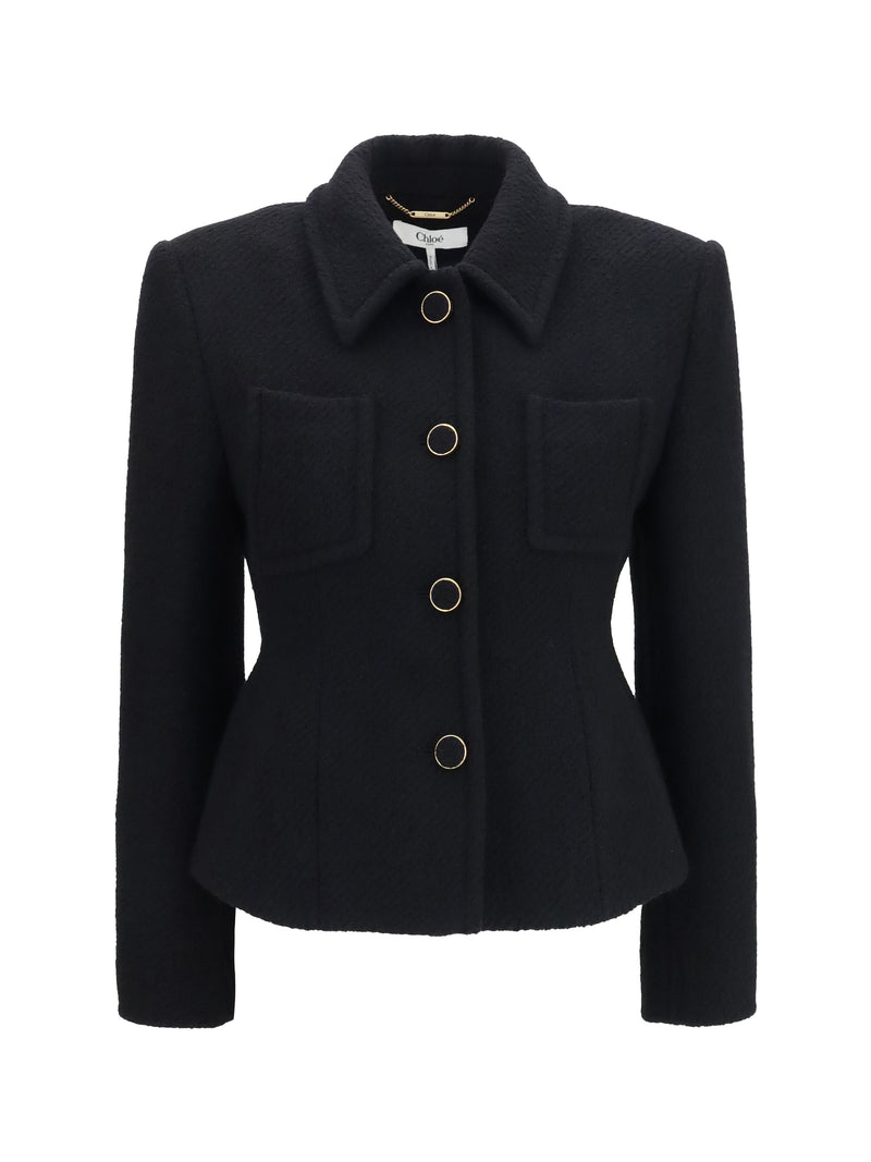 Chloe Chloé Blazer cropped de botonadura sencilla para mujer - Negro - World Class Fashion