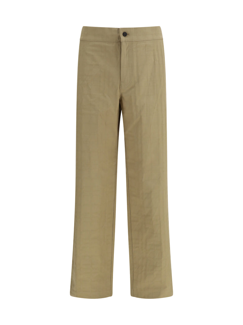 Burberry Burberry Textured Check Cotton Pants Sandstorm Beige - World Class Fashion