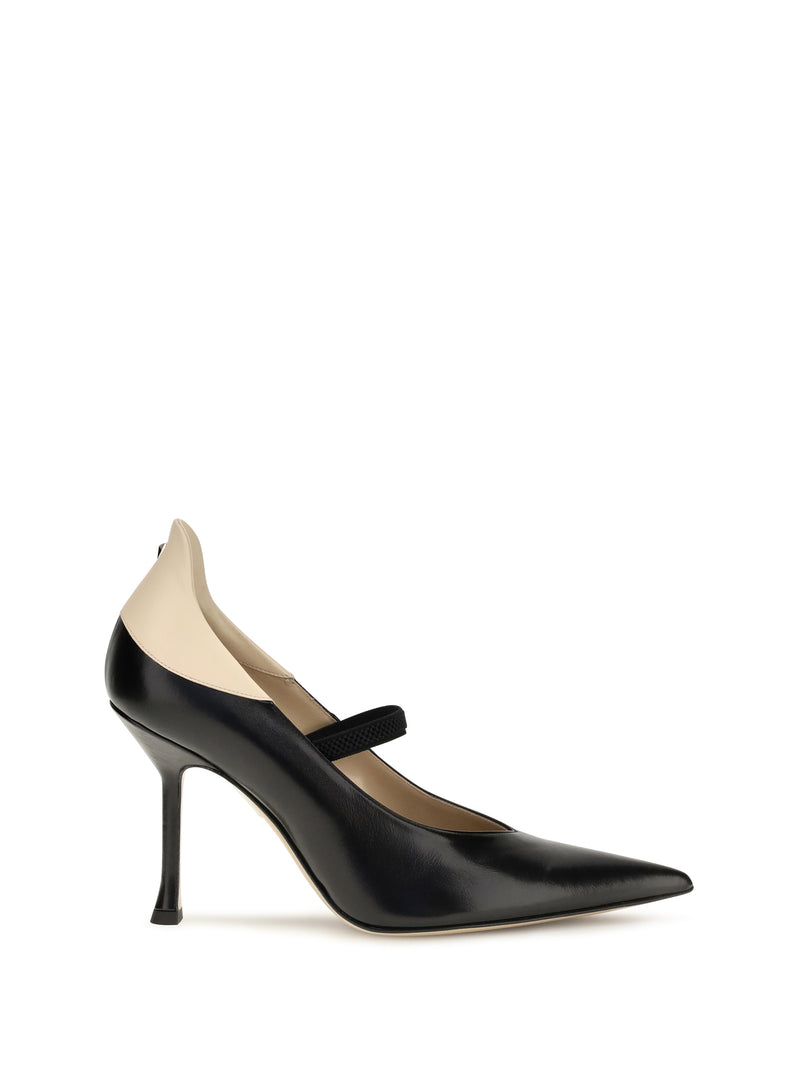 Fendi Fendi Two-tone Calfskin Pumps Nero Rafia - World Class Fashion