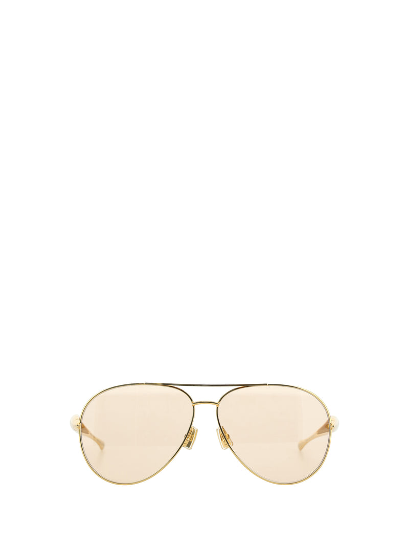 Bottega Veneta Bottega Veneta Aviator Sardine Sunglasses Gold - World Class Fashion