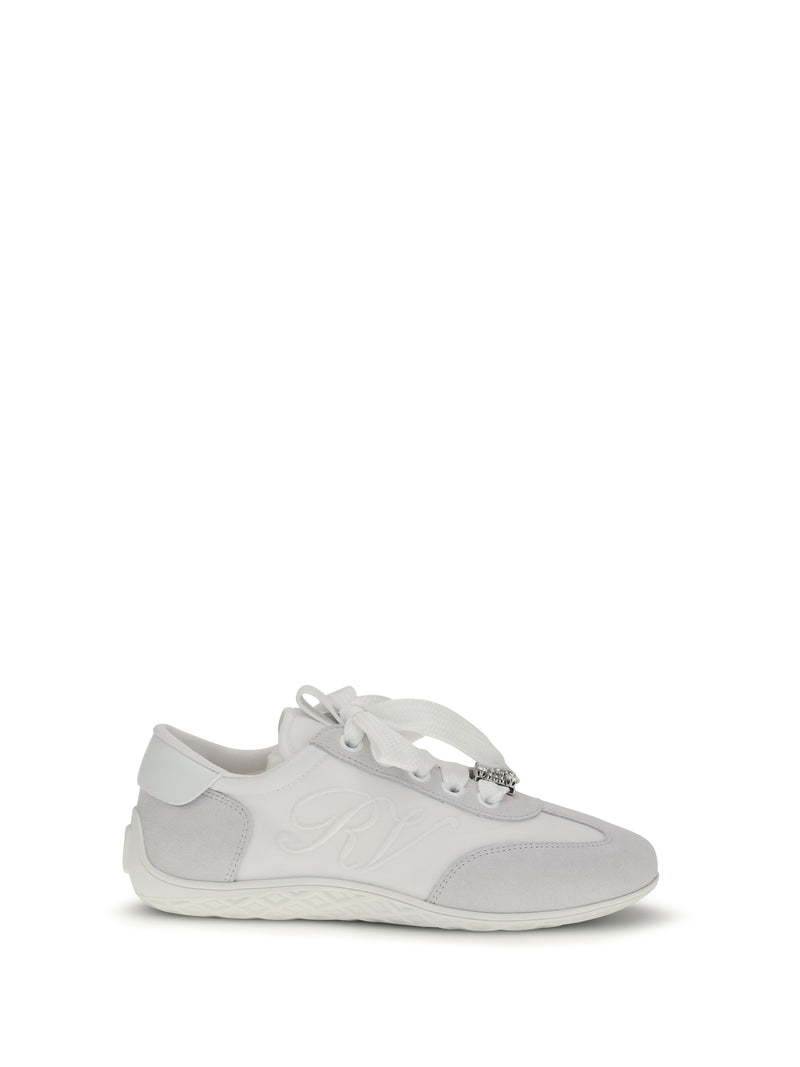 Roger Vivier Roger Vivier Viv Low Suede Sneakers Off White - World Class Fashion