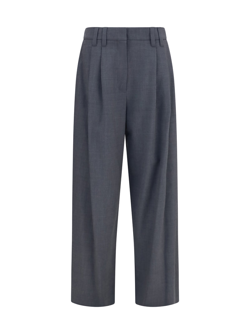 Brunello Cucinelli Brunello Cucinelli Tropical Wool Pants Grigio Lignite - World Class Fashion