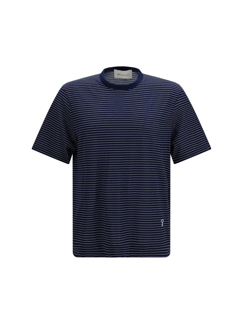 AMI Paris Ami Paris Striped Cotton T-shirt - World Class Fashion