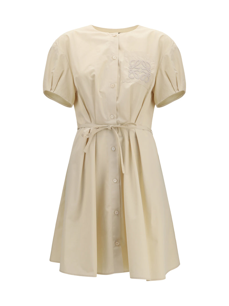 Loewe Loewe Lightweight Cotton Poplin Dress Light Beige - World Class Fashion