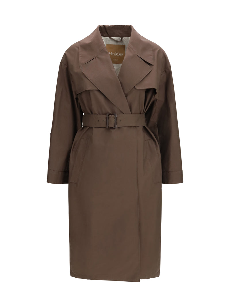 Max Mara The Cube Max Mara The Cube Double-breasted Trench Coat Chocolate - World Class Fashion