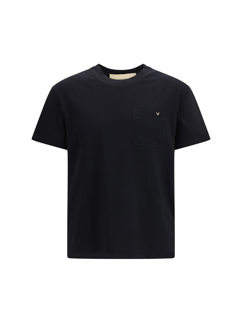 Valentino Valentino Cotton T-shirt with VGold Nero - World Class Fashion