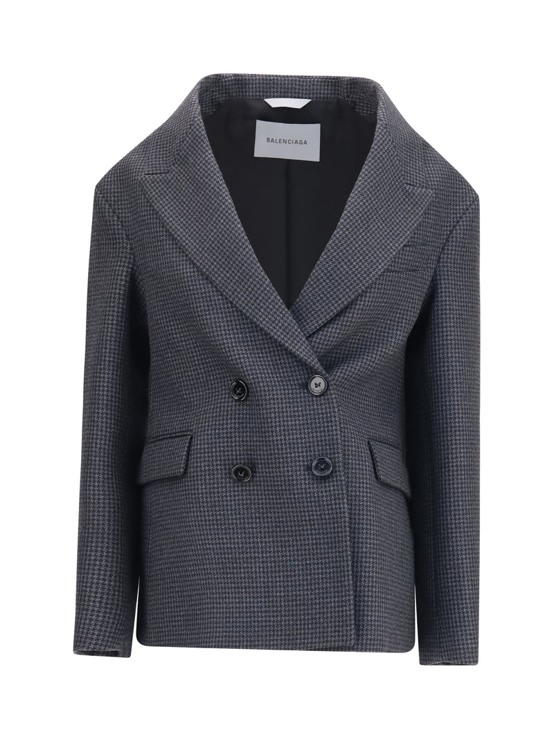 Balenciaga Balenciaga Double-breasted Wool Blazer Dark Grey/Black - World Class Fashion