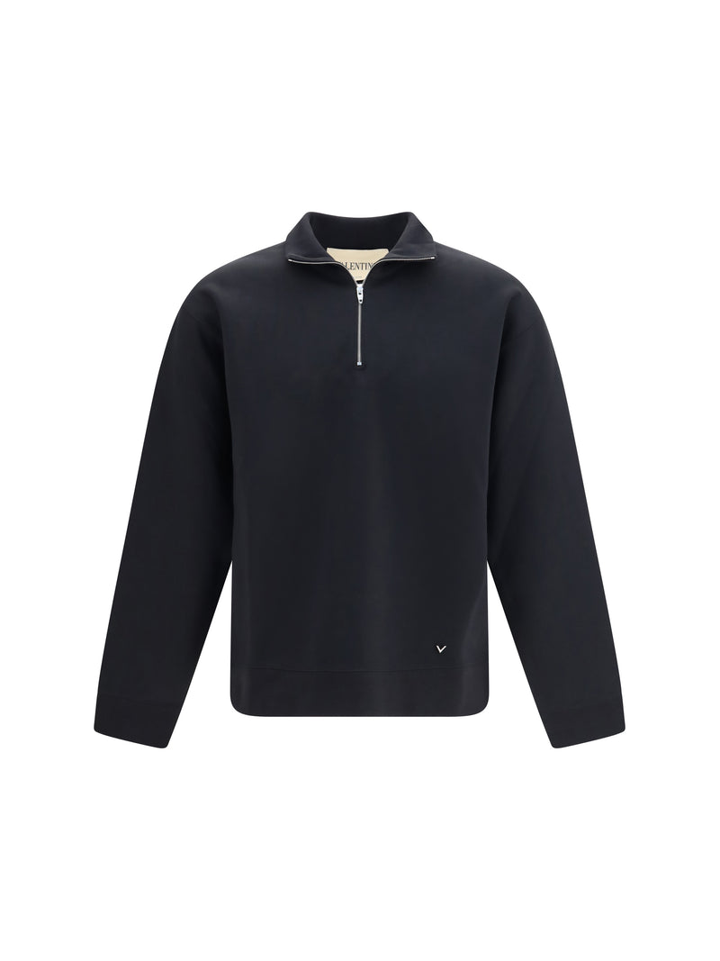Valentino Valentino Half-zip High-neck Jersey Sweatshirt Nero - World Class Fashion