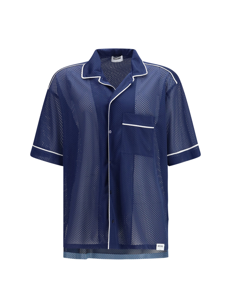 Moschino Moschino Technical Mesh Shirt Reversed 22 Print Fantasia Blu - World Class Fashion
