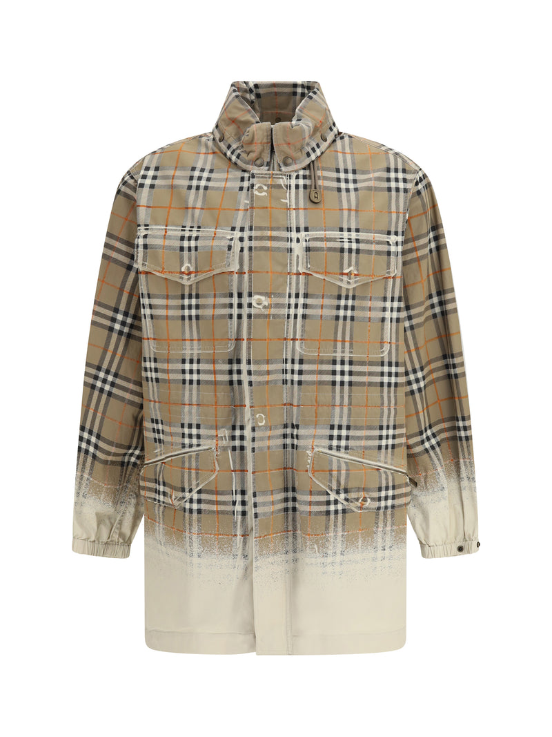 Burberry Burberry Gabardine Parka Faded Check Taupe - World Class Fashion