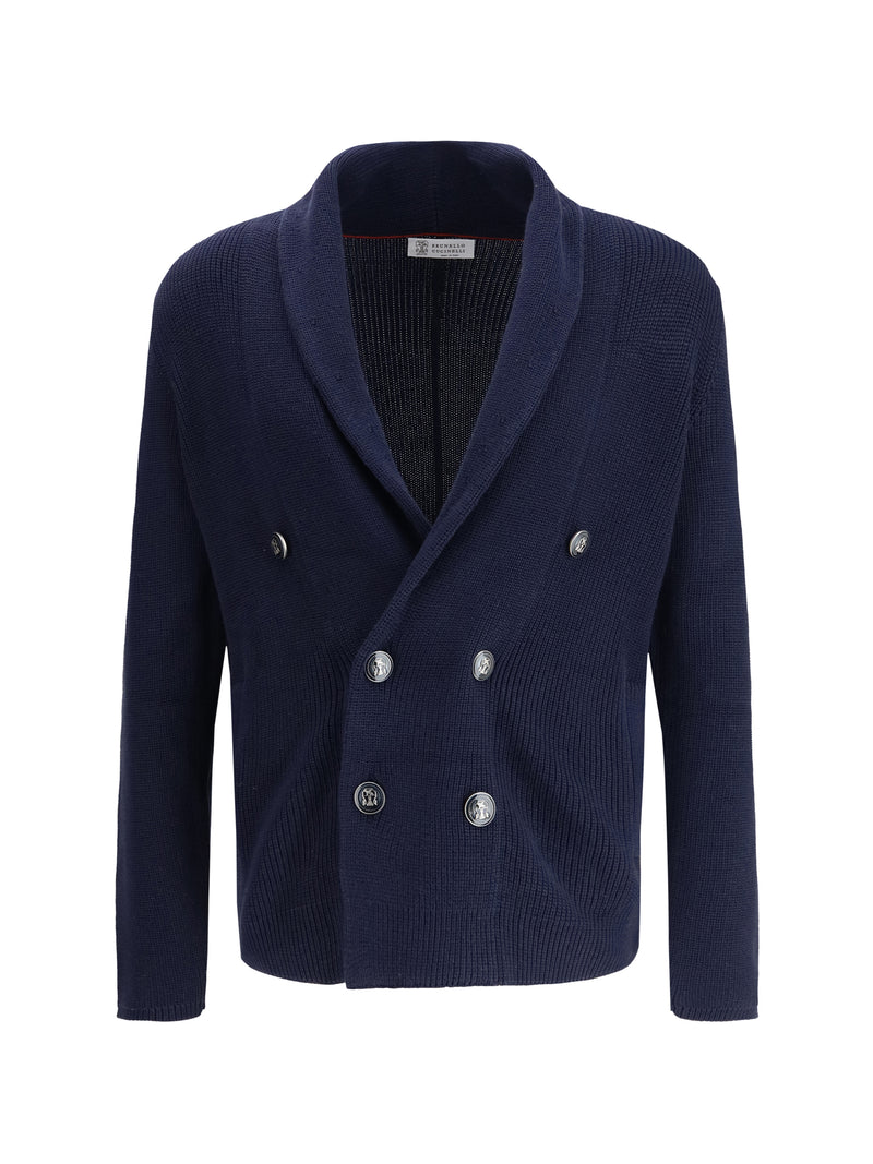 Brunello Cucinelli Brunello Cucinelli Shawl Collar Cardigan Navy - World Class Fashion