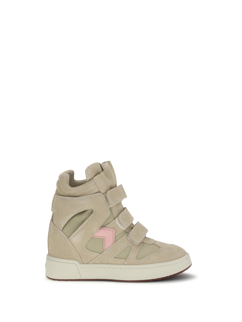 Isabel Marant Isabel Marant Wedge Leather Sneakers Beige/Bubblegum - World Class Fashion