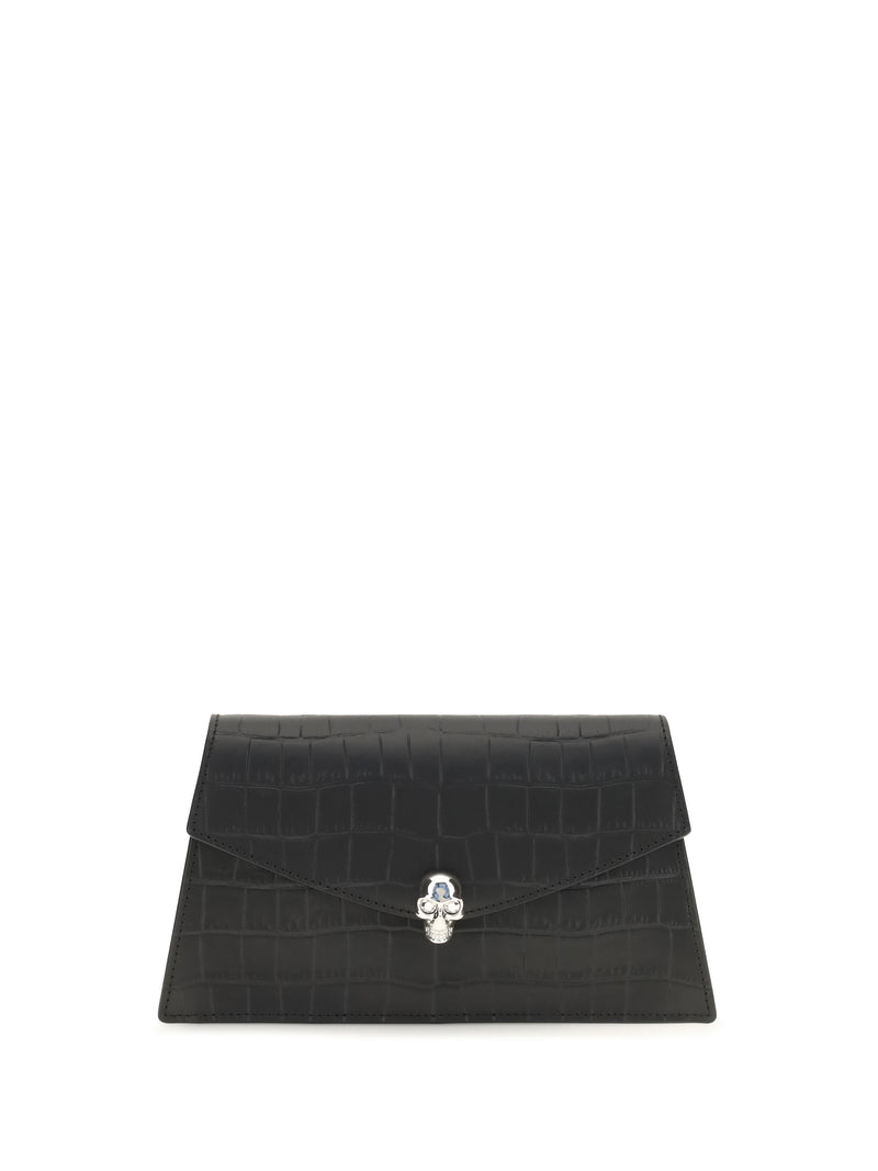 Alexander McQueen Alexander McQueen Mini Clutch Calavera Negro/Plateado - World Class Fashion