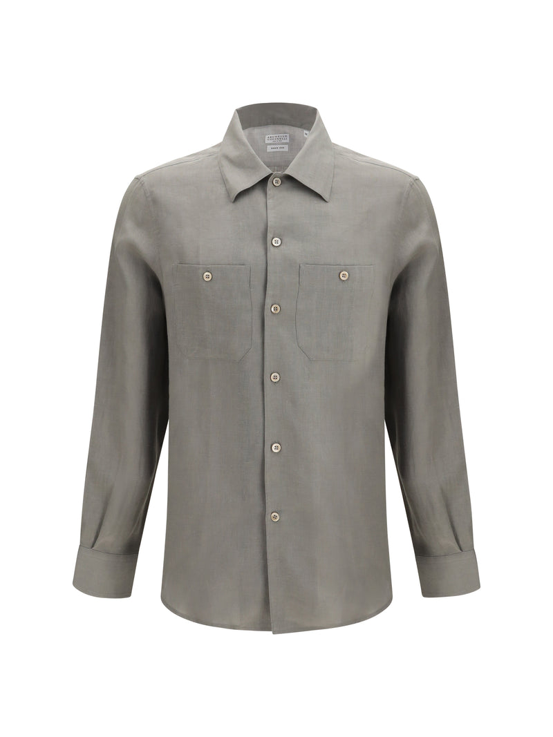 Brunello Cucinelli Brunello Cucinelli Easy-fit Linen Shirt Kaki - World Class Fashion
