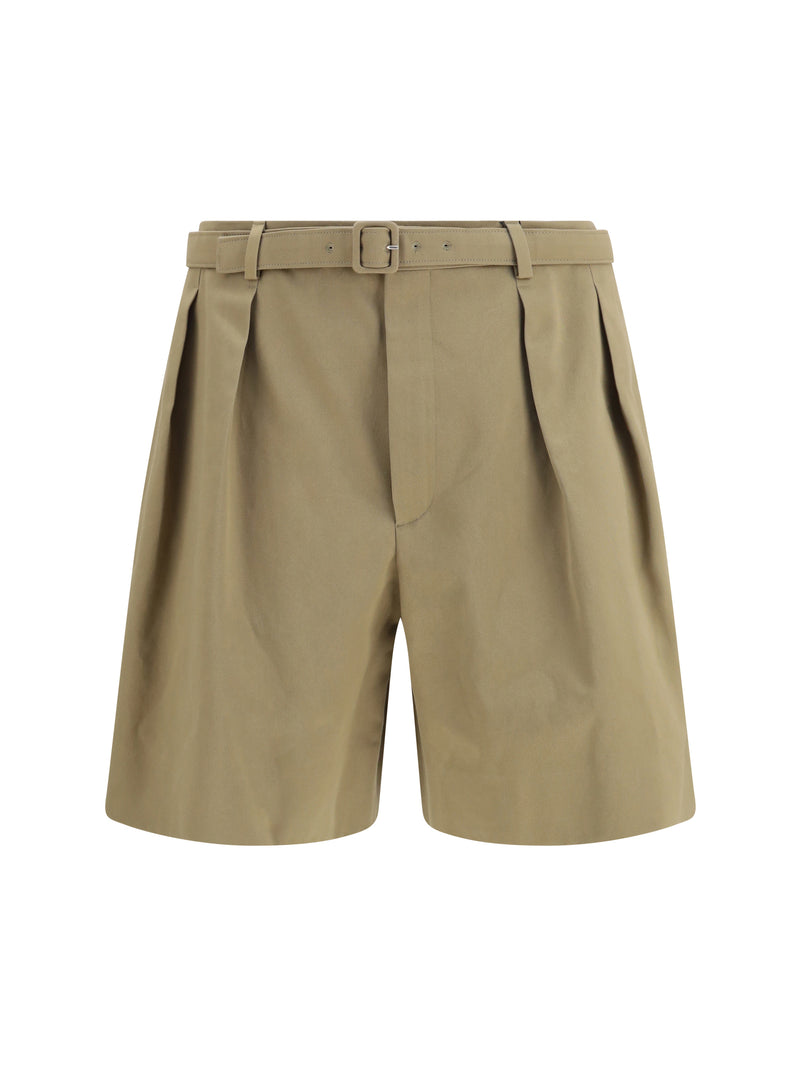Saint Laurent Saint Laurent Pleated Belt Shorts Teak - World Class Fashion