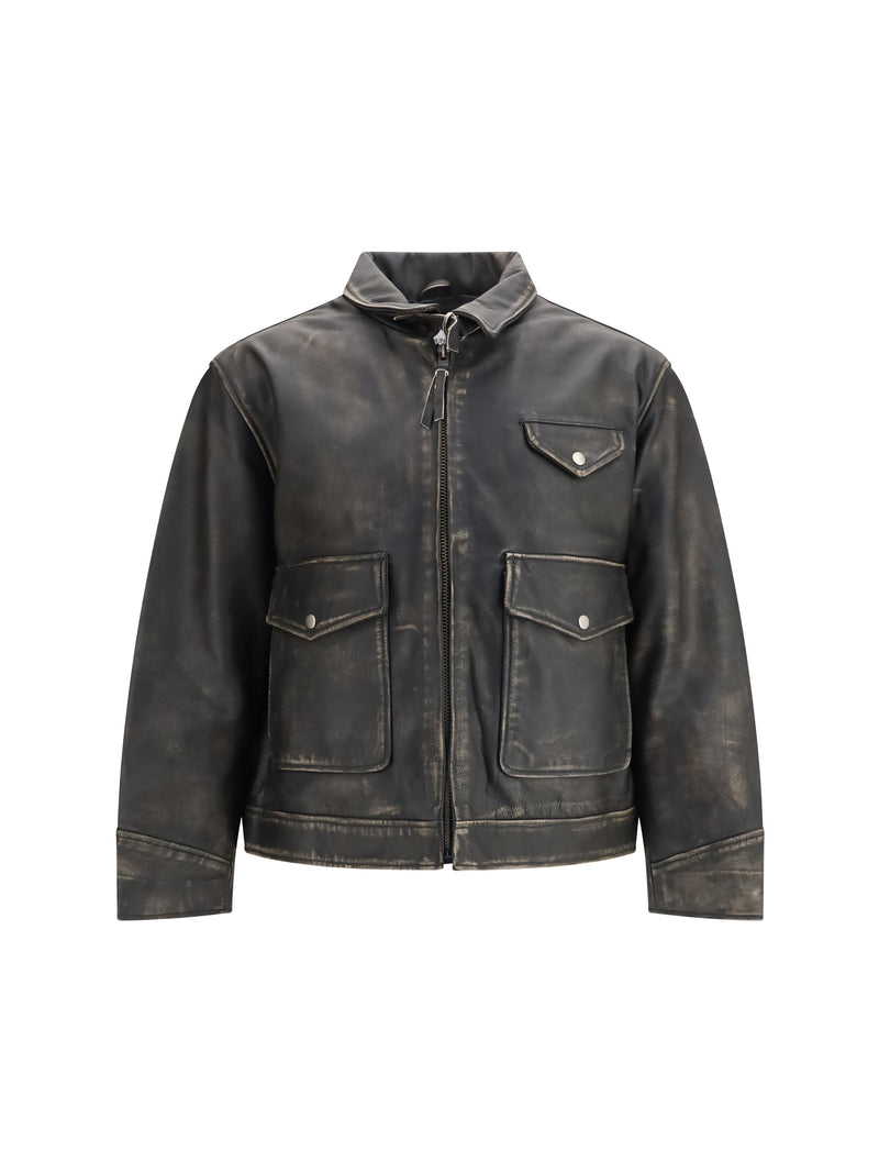 Found Found Aged Leather Jacket Black - World Class Fashion