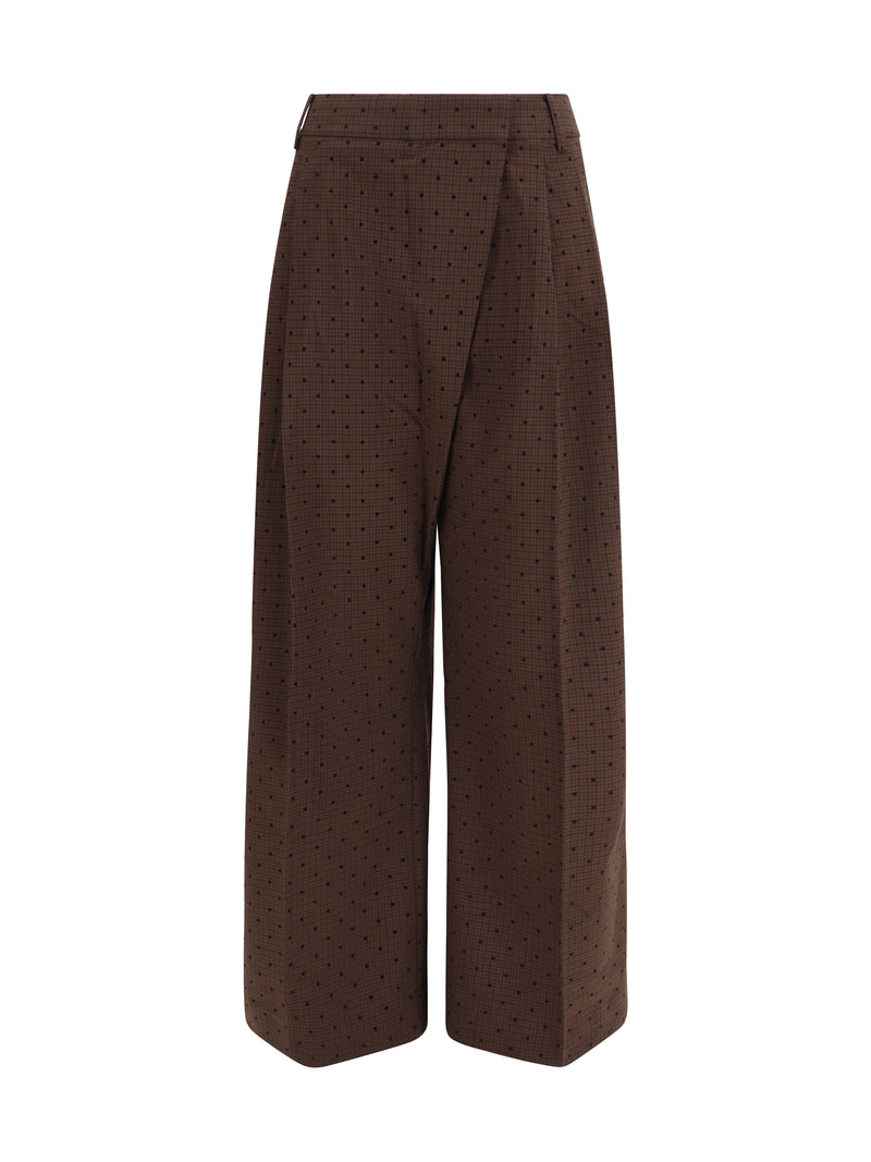 Ganni Ganni Flocked Plaid Crossover Pants Chicory Coffee - World Class Fashion
