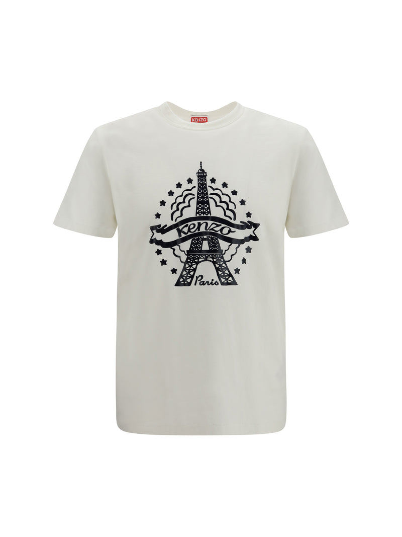 Kenzo Kenzo Eiffel Tower Cotton T-shirt Off White - World Class Fashion