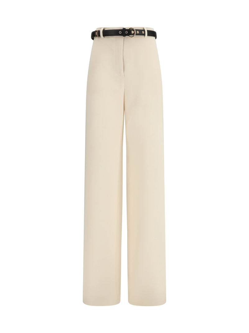 Max Mara Studio Max Mara Studio Elegante pantalón con cinturón Beige - World Class Fashion