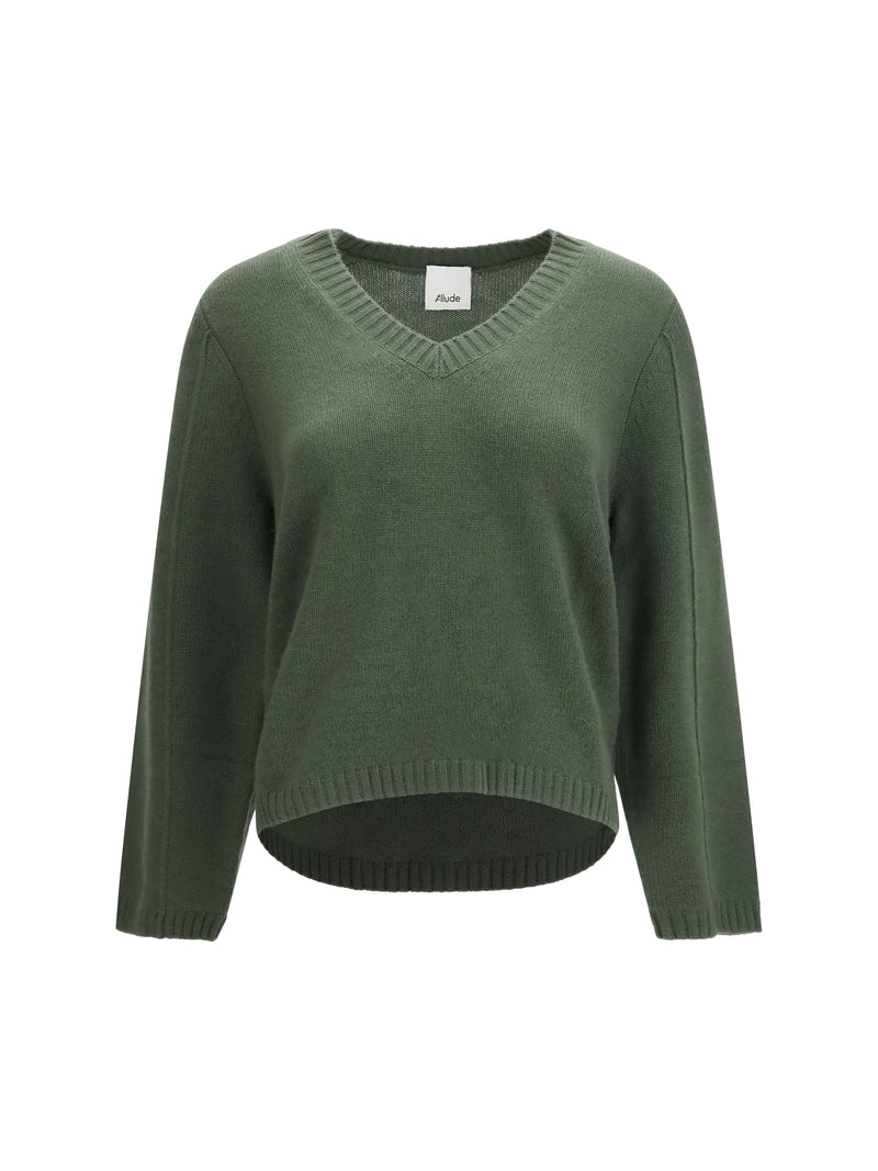 Allude Allude V-neck Cashmere Sweater Gray Women - World Class Fashion