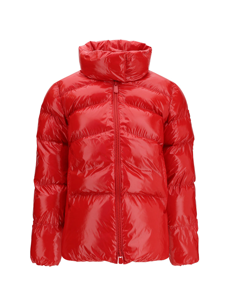 Pinko Pinko Glossy Quilted Puffer Jacket Rosso Burgundy - World Class Fashion