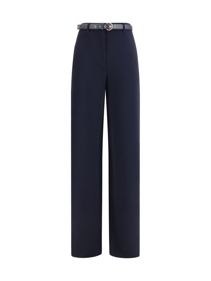 Max Mara Studio Max Mara Studio Pantalones Elegantes con Cinturón Azules - World Class Fashion