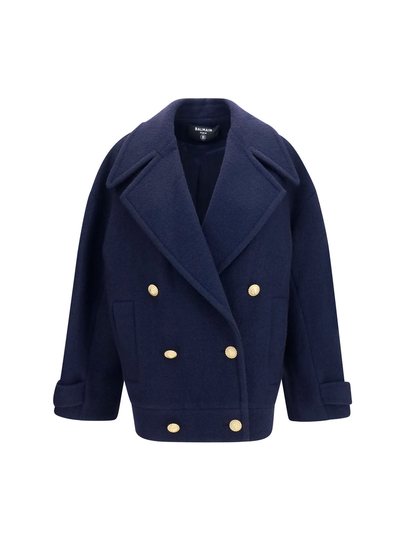 Balmain Balmain Double-breasted Wool Coat Marine - World Class Fashion