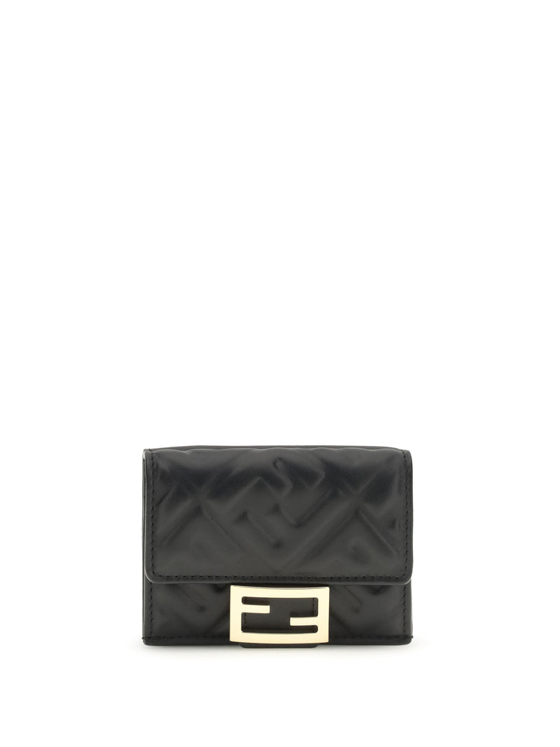 Fendi Fendi Leather Wallet Nero+Oro Soft Women - World Class Fashion