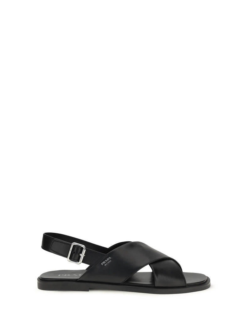 Prada Prada Saffiano Criss-cross Sandals Nero Men - World Class Fashion