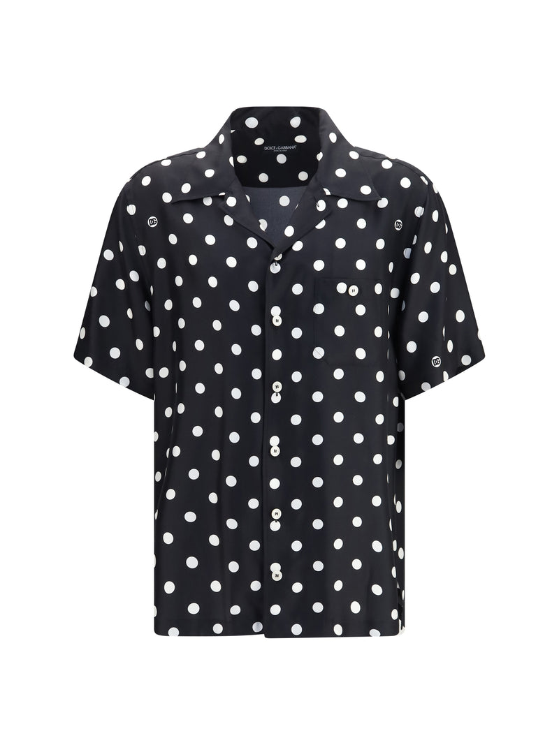 Dolce & Gabbana Dolce & Gabbana Polka Dot Silk Twill Shirt Black - World Class Fashion