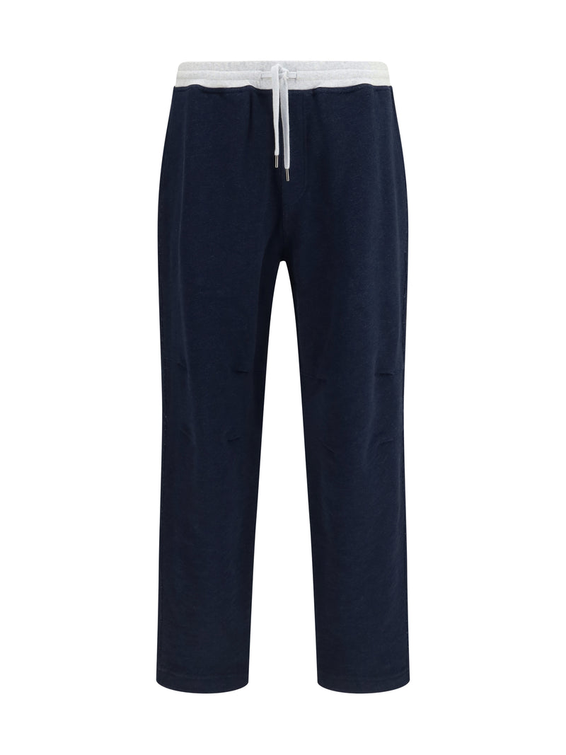 Brunello Cucinelli Brunello Cucinelli Cotton Linen Jogger Pants Navy+Perla - World Class Fashion