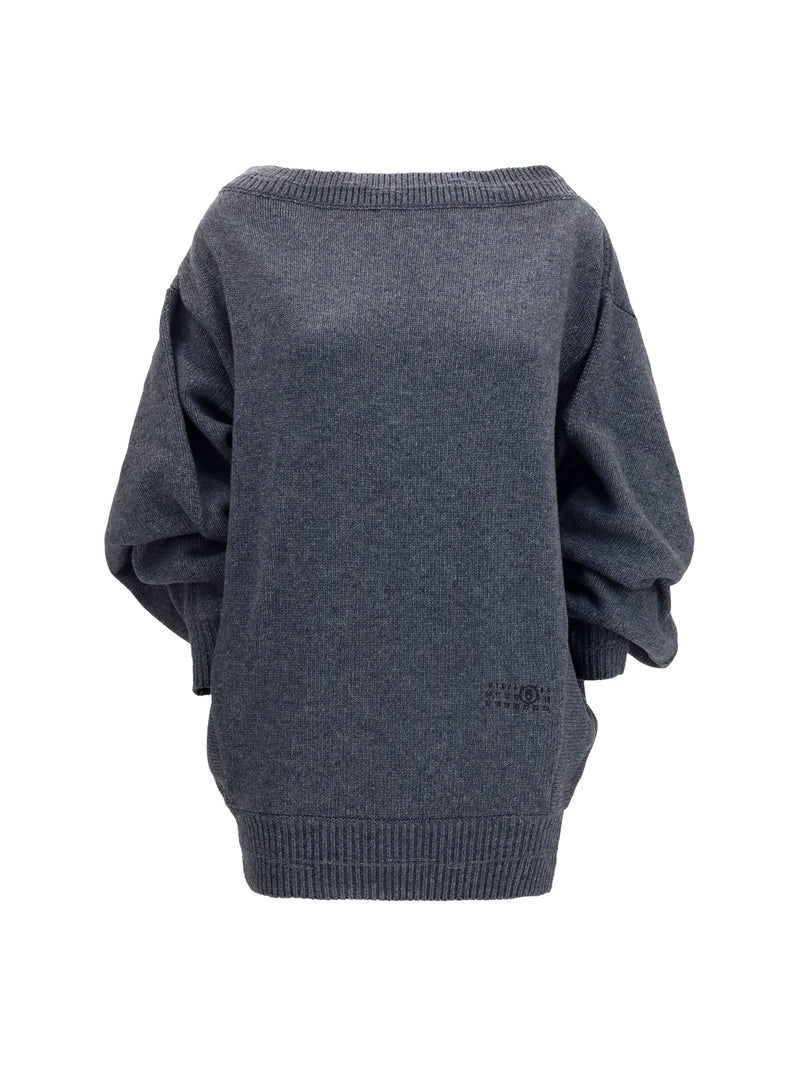 Mm6 Mm6 Wool-blend Mini Dress Dark Grey Melange - World Class Fashion