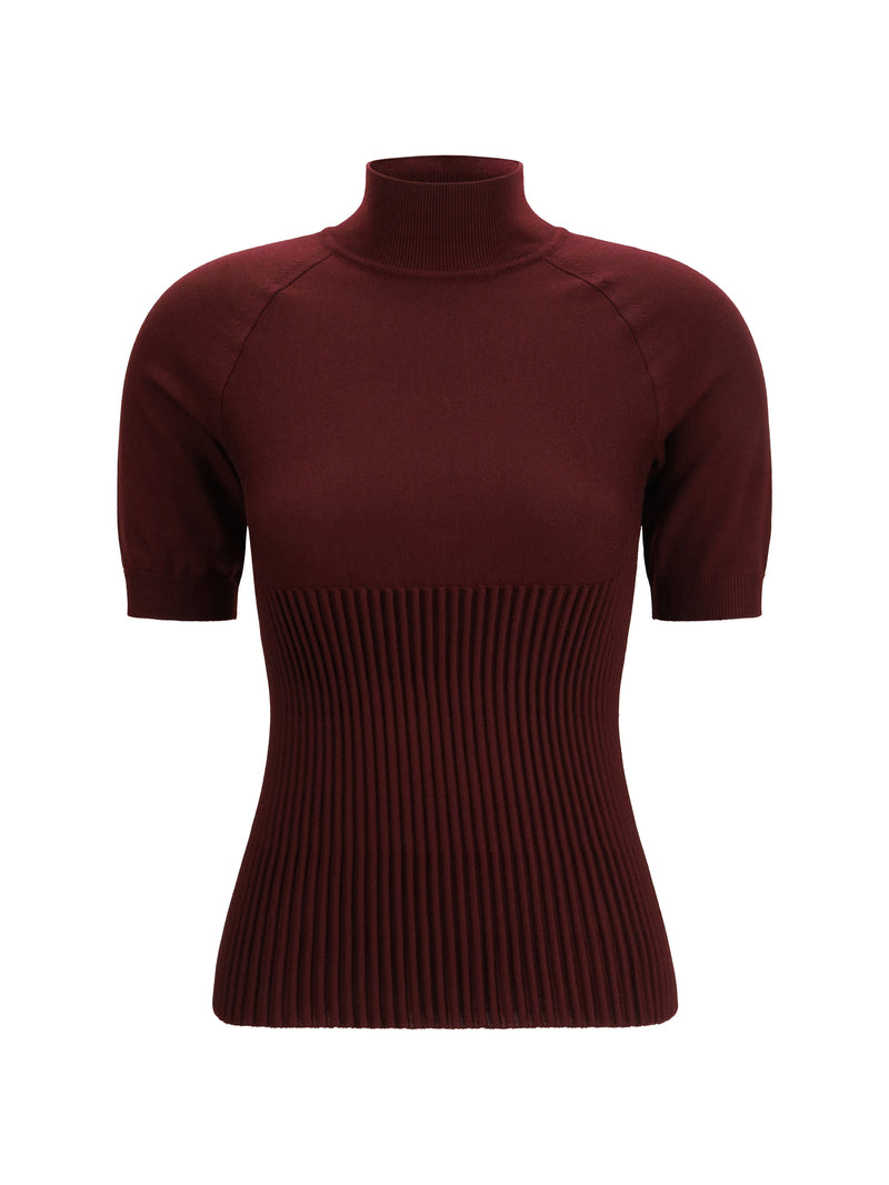 Alaia Alaïa Rib Wool Top Burgundy - World Class Fashion
