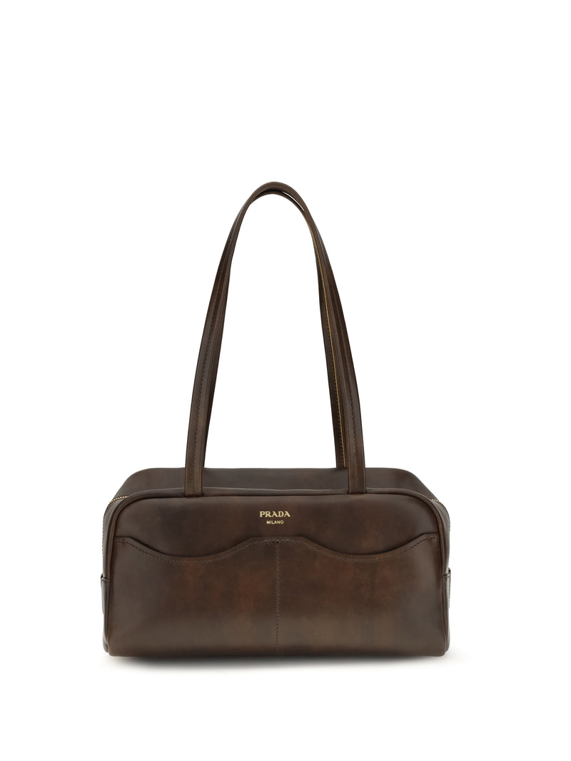 Prada Prada Leather Shoulder Bag Cacao - World Class Fashion