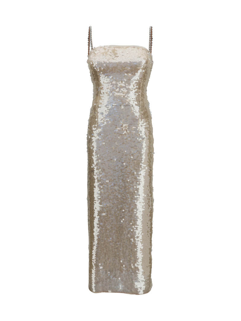 Nissa Nissa Midi Sequin Dress Off White - World Class Fashion
