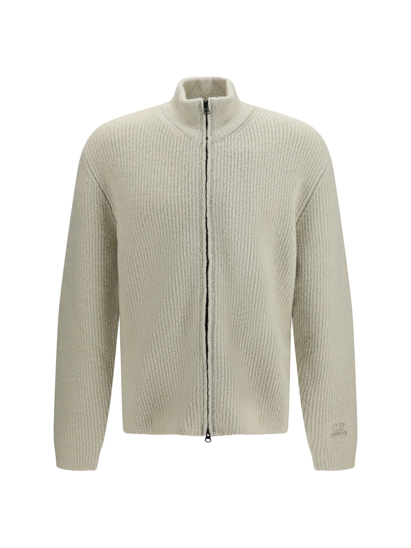 C.P. Company C.P. Company Felted Bouclé Yarn Cardigan Silver Birch - World Class Fashion