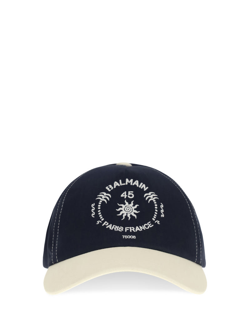 Balmain Gorra de béisbol bicolor Balmain SFQ Marine/Beige Clair - World Class Fashion