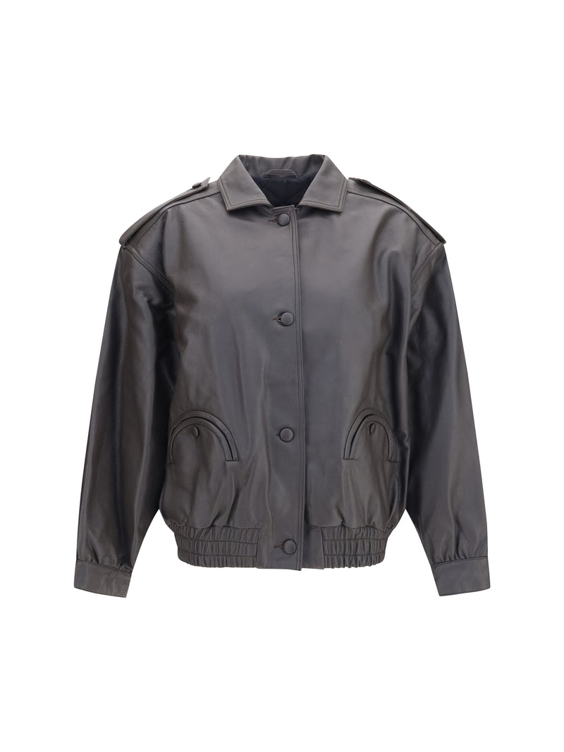 Blazè Milano Blazè Milano Charlie Ares Leather Bomber Jacket Ebano - World Class Fashion