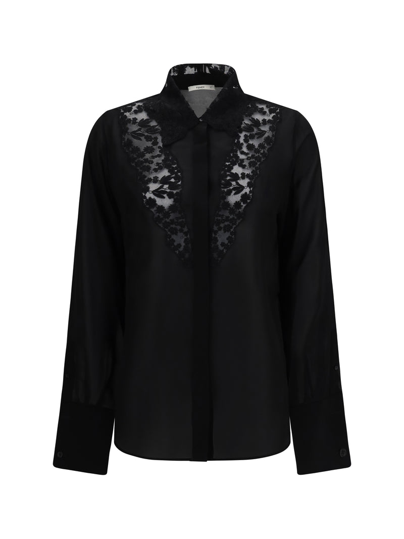 Fendi Fendi Georgette Silk Shirt Black Women - World Class Fashion