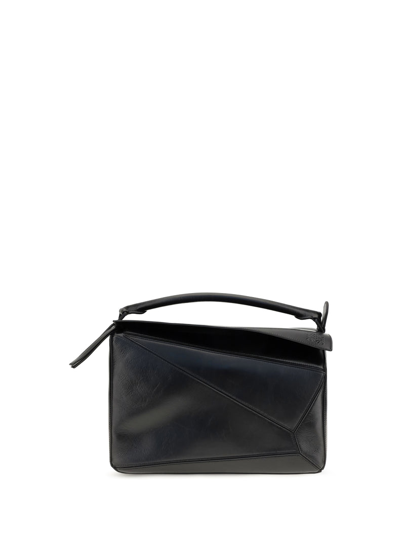 Loewe Loewe Large Paper-effect Calfskin Puzzle Handbag Black - World Class Fashion