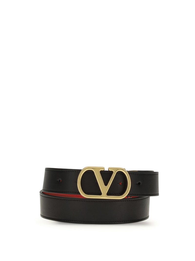 Valentino Garavani Valentino Garavani Reversible Leather Belt Nero/Rouge Pur - World Class Fashion