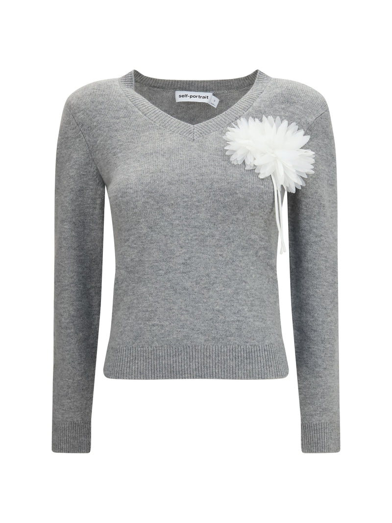 Self-portrait Self-portrait Wool Cashmere Blend Jumper Grey - World Class Fashion