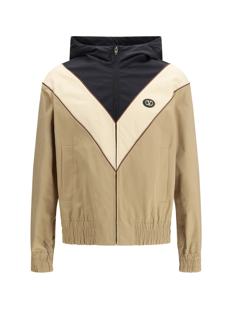 Valentino Valentino Nylon Hooded Windbreaker Jacket Nero/Burro/Cammello - World Class Fashion