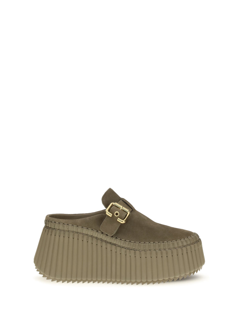Chloe Chloé Nama Sabot Dusty Khaki Sandals - World Class Fashion